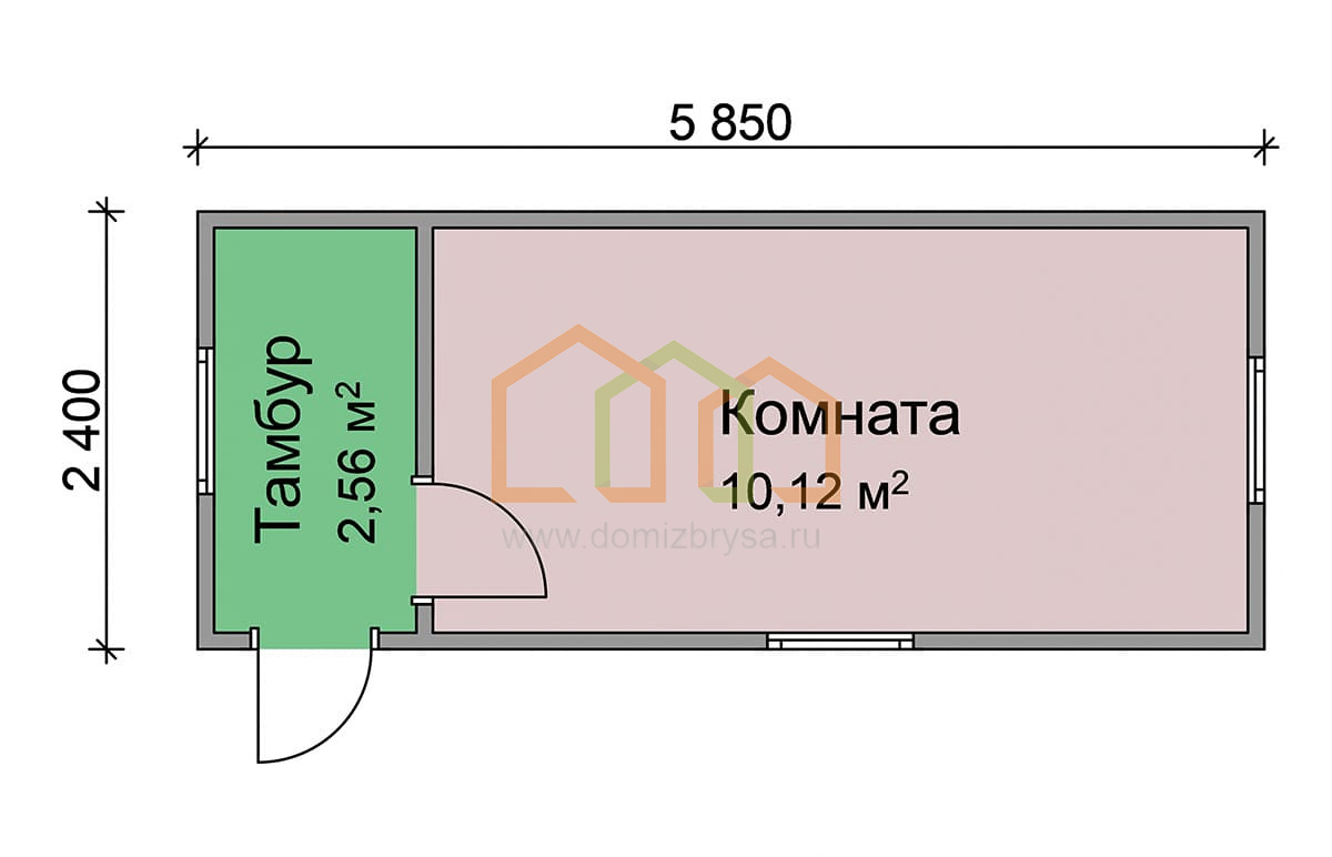 Блок контейнер для дачи Амур-3 (ДВП) 5.85x2.4 Площадь: 14.04 м² с тамбуром  под ключ в Вологде и области