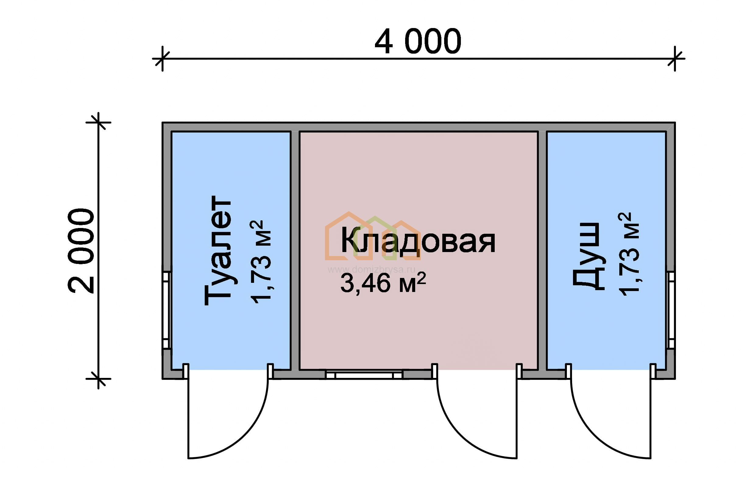 Хозблок для дачи Белла 2x4 Площадь: 8 м² в готовом виде с душем, туалетом и  кладовкой под ключ в Вологде